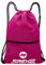 5RIDGE Tasche mit Kordelzug, wasserdicht, Sport-Gymnastik Sack, Rucksack für Damen und Herren, PE-Tasche mit Außentasche, Reißverschluss, Schule, Einkaufen, Yoga, Fußball (Rosa)