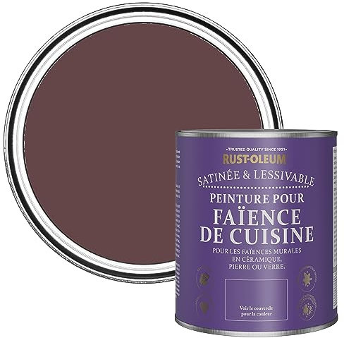 Rust-Oleum Peinture Violette Résistante à l'eau pour Faïence de Cuisine, Finition Satinée - Mûre 750ml