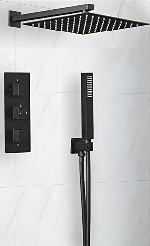 MILANO Mixer Valve 300mm Wall Mounted Square Shower Head Handset Black