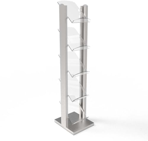 Displaypro Brochure Holder Floor Stand Dispenser (Stainless Steel, Medium)