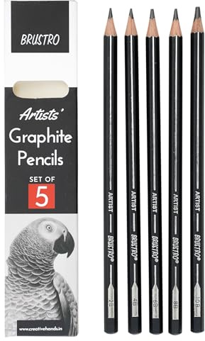 BRUSTRO Graphit-Bleistift-Set mit 5 Stück (2B, 4B, 6B, 8B, 10B)