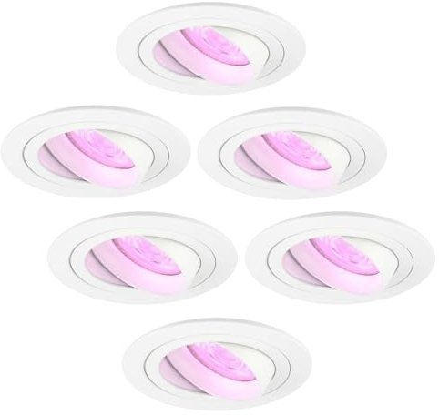 Ledvion - 6X SMART LED Einbaustrahler Tokyo, Weiß, Dimmbar, Rund, RGBWW, 2 Jahre Garantie
