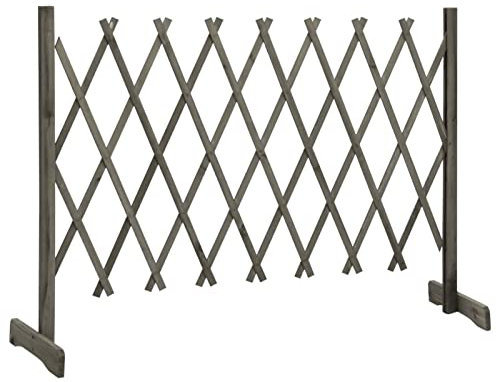 Keketa Garten Rankzaun Erweiterbar Rankgitter Rankhilfe Kletterhilfe für Rankgewächse Rankhilfe Kletterpflanzen für Garten, Balkon, Terrasse Grau 150x80 cm Massivholz Tanne