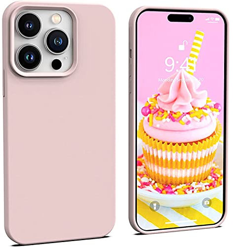 DENUVI Custodia per telefono in silicone liquido per iPhone 14 13 12 Pro Max Custodia posteriore opaca color caramella per iPhone 14 Plus 12 13 Mini, rosa, per iPhone 13 Mini