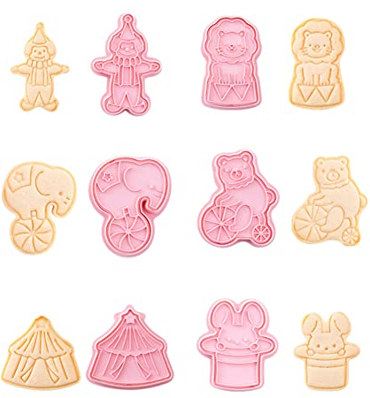 CANDeal 6-teiliges Süßes Zirkus-Ausstechformen-Set, Cartoon-Keksform, Clown-Keksstempel-Set Für Die Herstellung Von Cupcake-Topper, Kuchendekoration, Eiscreme-Topper