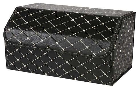 Generisch Kofferraum Organizer, Kofferraumtasche, Luxus PU-Leder Auto Zubehör, Faltbarer, Wasserresistenter Auto Organizer Drive Box für PKW/LKW/SUV (Schwarz), Car Accessories