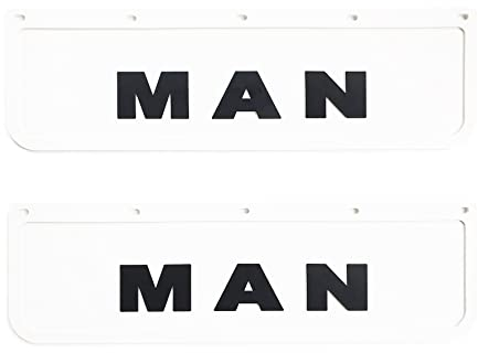 2 pezzi parafanghi in gomma dura per camion Man Truck – panno in gomma 60 x 18 cm bianco con scritta in rilievo 3D