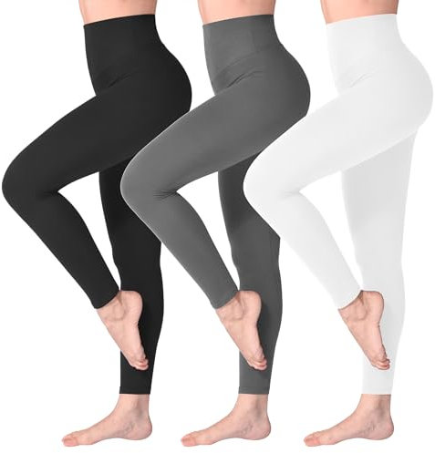 SINOPHANT Leggings Damen High Waist - Blickdicht Leggins mit Bauchkontrolle für Sport Yoga Gym(3 Schwarz/Grau/Weiß,XXL)