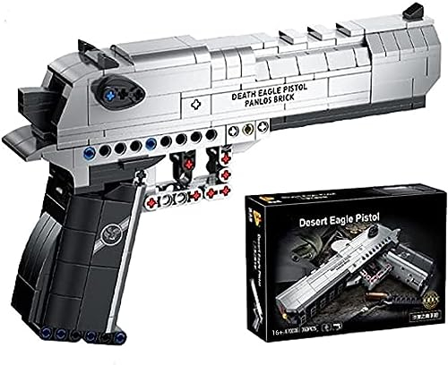 Technik Gewehr Bausteine Bausatz, 360 Teile Desert Eagle Pistole Modell mit Schussfunktion, MOC Klemmbausteine Militärische Waffen Bauset Modell Kompatibel mit Großen Marken