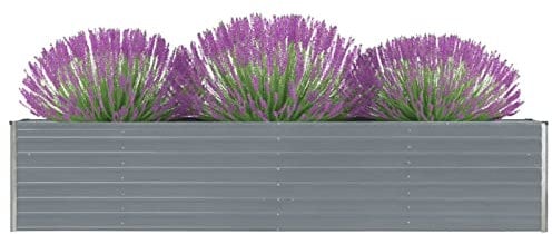 CIADAZ Garten-Hochbeet, Pflanzkübel, Kräuterbeet, Hochbeete-kit, Schneckenzaun, Pflanztrog, Pflanzgefäße, Pflanzfolie Für Hochbeet,Teichbecken, Verzinkter Stahl 320×40×45 cm Grau -at