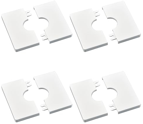 UFURMATE Lot de 4 cache-tuyaux carrés autocollants en plastique ABS pour tuyau de douche de 28 mm de diamètre (blanc)