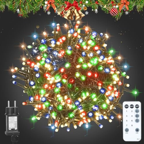 litren Luci Albero di Natale 420 LEDs 50.28+3M Stringa Luce Esterno Interno IP65 con Telecomando, Spina, 8 Modalità, Timer Catena Luminosa Decorazioni per Matrimonio, Laurea, Compleanno- Colorate