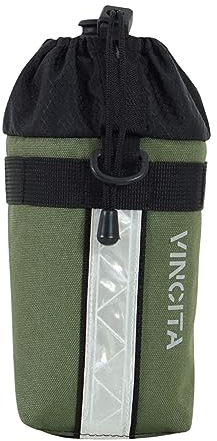Vincita Voyage Vorbautasche Fahrrad Wasserflaschenhalter Isolierte Vorbautasche Lenkerbefestigung Getränkehalter Lebensmittel Snack Aufbewahrung für Falträder (Grün, Medium)…