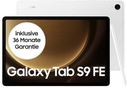 Samsung Galaxy Tab S9 FE Android-Tablet, 27,7 cm / 10,9 Zoll Display, 128 GB Speicher, Mit Stift (S Pen), Lange Akkulaufzeit, WiFi, Silber, Inkl. 36 Monate Herstellergarantie [Exklusiv bei Amazon]