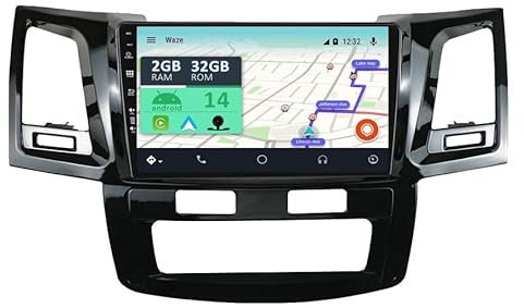 YUNTX [2GB+32GB] Android 14 Autoradio mit Navi für Toyota Fortuner Hilux Revo Vigo (2004-2015)-9 Zoll Touchscreen-mit Kamera-DAB/GPS/Lenkradsteuerung/MirrorLink/Bluetooth 5.0/WiFi/USB/4G