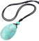 mookaitedecor Green Howlite Turquoise Crystal Water Drop Pendant Necklace for Women Men, Crystal Egg Tumbled Stone Necklace Oval Semi Precious Stone Necklace Healing Crystal Chakra Jewellery Gift