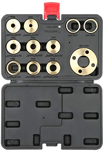flexman 11Pcs Template Router Guides Kit mit Kontermutteradapter, Fräszubehör mit Außendurchmesser 10 mm, 12 mm, 14 mm, 16 mm, 18 mm, 20 mm, 24 mm, 30 mm Führungsbuchsen und Kontermutter Adapter