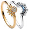 AdKot Sun Moon Rings Set 2 Stück Stapelbar Ring des Paares Bester Freund Ring Bunte Vintage Ringe Cubic Zirconia Ring Geburtstag Geschenk für Beste Freunde Frauen Mädchen