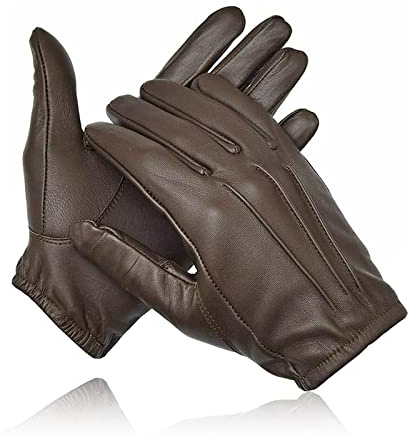 COLOURLINX Kevlar Lined Cut Resistant Leather Gloves Anti Slash Heat Fire Police Security Work Wear Uniform Dress SIA Search Safety Protection Gloves (Dark Brown, M)