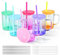 AGH 6 Pack Gradient Colorful Glass Sublimation Cups with Lid and Straw, 16oz Glass Tumblers with Handle
