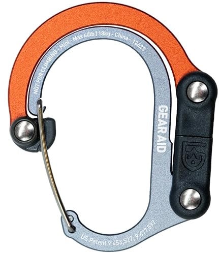 GEAR AID HEROCLIP (Mini) Karabiner und Haken zur Befestigung von Taschen, Geldbörsen, Laternen, Kinderwagen, Werkzeugen, Helmen, Wasserflaschen und vielem mehr - Orange