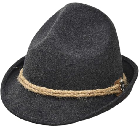 MELEGARI Tiroler Dreispitzhut Edelweiss | Berghut | Alpenhut | Herren Damen | Sommer/Winter, anthrazit, 61