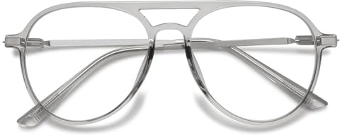 MAGIMODAC Damen Herren Lesebrille Groß Mode Computer Lesebrillen Oversized Blaulichtfilter Brille Sehhilfe Lesehilfe Grau 2.50
