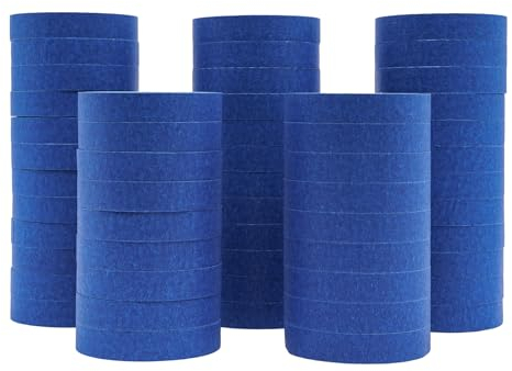 Queeucaer Malerkrepp 54 Band Wasserdicht, Automotive Kreppband Rollen Blaue Malerbänder Einseitig Abdeckband Klebeband Dekorieren für Wände Blau, Masking Tape, Malerband,2.4cm x 55 m