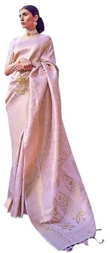 Jaanvi fashion Women's Banarasi Silk With Gold-Toned Zari Jacquard Work Saree With Unstitched Blouse Piece