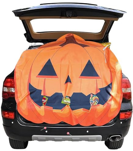 Kofferraum-Dekorationsset für den Außenbereich, Schwarz-Orange Halloween-Kosmetik- oder Leckerli-Sets - Festliche Garagentordekorationen,Wetterbeständiges Dekorationsbanner für festliche Carport-Einfa