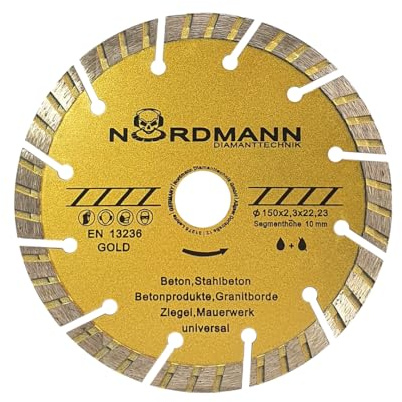 NORDMANN DIAMANTTECHNIK 2x Diamant Trennscheibe für Schlitzfräse - 150mm, Diamantscheibe für Beton, Stahlbeton, Klinker, Ziegel, hohe Schnittgeschwindigkeit, langlebig & präzise