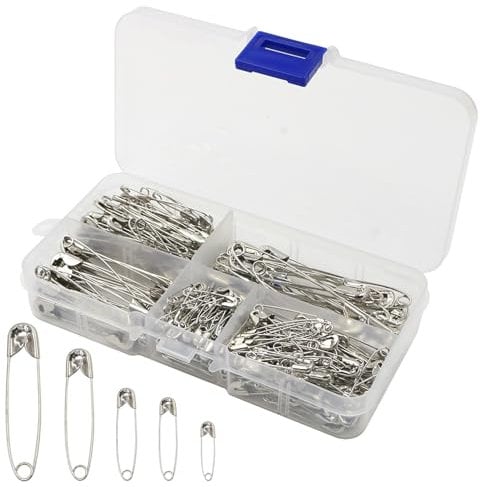 NXPUXP 260 Stück Sicherheitsnadeln,Silberne langlebige Sicherheitsnadel,Rostfreie Sicherheitsnadeln für Kleidung,Handwerk,Nähen