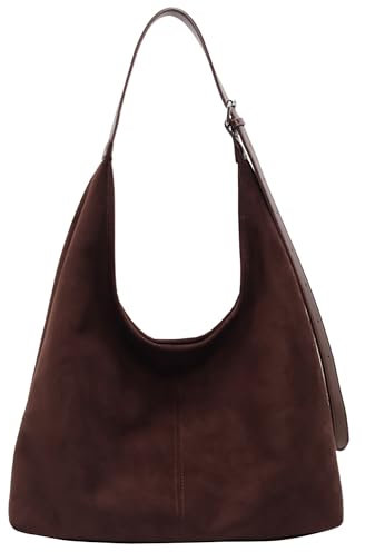 Ibalulu Handtasche Damen Kunstwildleder-tasche Crossbody Bag Damen Umhängetasche Groß Vintage Tote Bag Hobo Schultertasche Beuteltasche Verstellbarer Gurt, mit Kleiner Clutch(Kaffee)