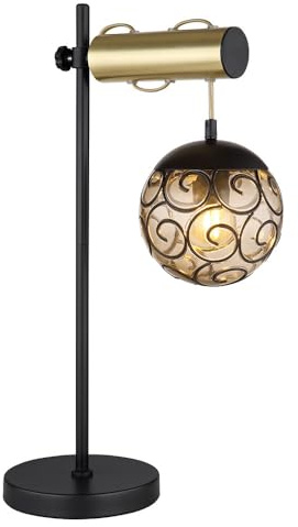 Tischlampe orientalisch Wohnzimmerlampe Tischleuchte höhenverstellbar Beistelllampe schwarz gold, 1x E27, LxH 34 x 55 cm