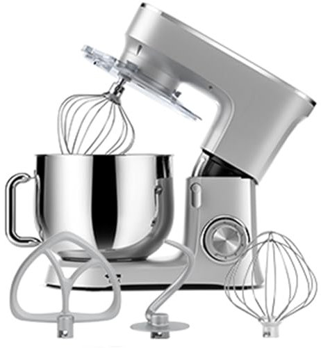 Batteur sur socle, batteur électrique 8 L avec crochets pétrisseurs lavables au lave-vaisselle, batteurs plats, fouet métallique et bouclier verseur, 10 vitesses réglables, robot culinaire