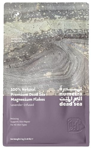 Numeira Totes Meer Salz Magnesium Bad und Einweichen, Entspannendes Magnesium Badesalz aus Jordanien, Lavendel Magnesiumchlorid Flocken für Baden, 1 kg