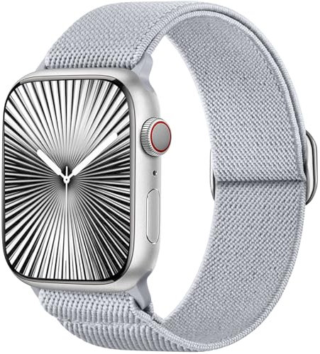 Ynitec Solo Loop Ersatzarmband Kompatibel mit Apple Watch Armband 42mm 44mm 45mm 46mm 49mm, Weiches Sport Nylon Band-Elastisches Armbänder für iWatch Series 10 9 8 7 6 5 4 3 2 1 SE Ultra, Grau