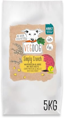 VEGDOG Simply Crunch hypoallergenes Trockenfutter (5 kg) | Adulte Hunde | ohne Gluten und Soja, gut verträglich | Alleinfutter für Allergiker mit Maisprotein