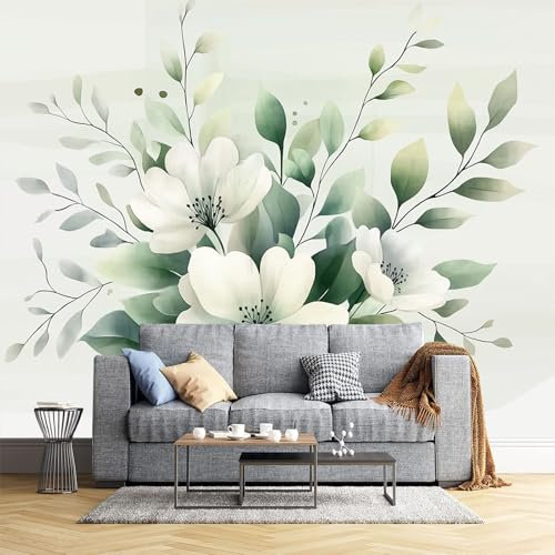 JEDTAKCT Papier Peint Panoramique 3D Fleurs De Sauge 300X210Cm Esthétique Végétale Nature Tapisserie Papier Peint Pour Chambre Salon Chambre Décoration Murale Papier Peint Mural