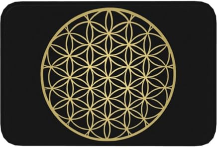 OOAHJEID Saugfähige Fußmatte Personalisierte Blume des Lebens Mandala Gold Fußmatte Matte geometrische Yoga Meditation Badezimmer Küche Garten Teppich Teppich