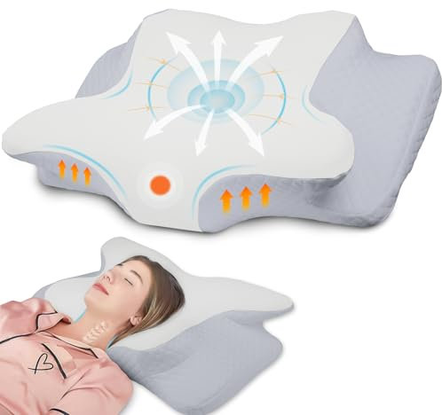NVKHG Oreillers à Mémoire Ergonomique de Forme, Oreiller Cervical avec Taie d'oreiller pour Les Dormeurs sur Le Côté, Le Dos et Le Ventre pour Améliorer la Qualité du Sommeil, 60 * 40 * 11/13 cm