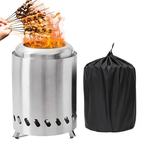 Smokeless Fire Pit, Portable Table Top Fire Pit, Stainless Steel Small Fire Bowl Camping Stove with Carry Bag, Mini Table Top Firepit for Camping Outdoor Patio Garden Picnic