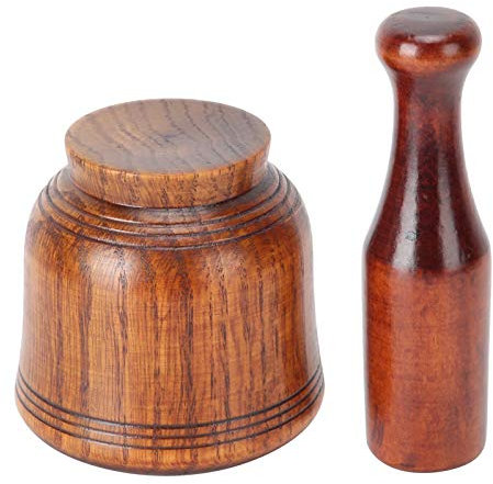 ZASCHMOY Wooden Grinding Bowl - Manual Garlic Ginger Grinder Mortar Pestle Set, Handcrafted Kitchen Utensils - Wear Resistant, Lightweight, Stable Base