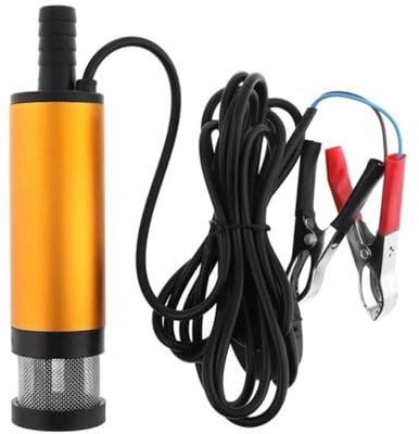 LTHTZO Pompa sommersa elettrica for auto in lega di alluminio, 12V 24V, pompa di trasferimento carburante, acqua e olio, con 2 morsetti a coccodrillo compatibili, pompe di carburante elettriche di ric