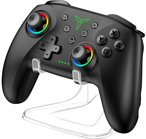 PC Controller mit Halter, Controller PC Wireless mit Hall Joystick Trigger, Kein Drift und Dead Zones, Gaming Bluetooth Gamepad Kompatibel mit Windows/Android/IOS,Genaue Kontrolle im Rennspiel