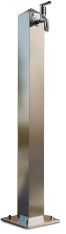 INOXLM Fontana da giardino esterno quadrata in acciaio inox 90cm di altezza, Fontana giardino moderna con rubinetto ad attacco rapido, Fontanella da giardino resistente alle intemperie - Inox