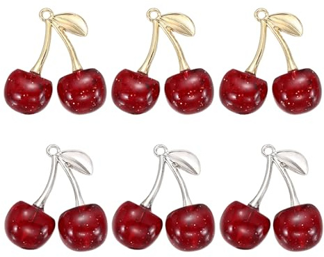 sourcing map Cherry Charm Acrylic Cherry Pendants 3D Fruit Cute Ornament Decoration for Making