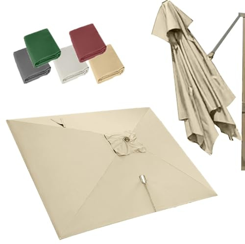 genérico Sombrilla voladiza de 3 x 4 m con 8 Varillas, Rectangular, de Repuesto, Anti-UV, para Exteriores (Caqui)