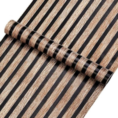 Bosiyrggrl Wood Striped Wallpaper Background Wall Desk Cabinet Renovation Sticker Self-Pasting Wallpaper B