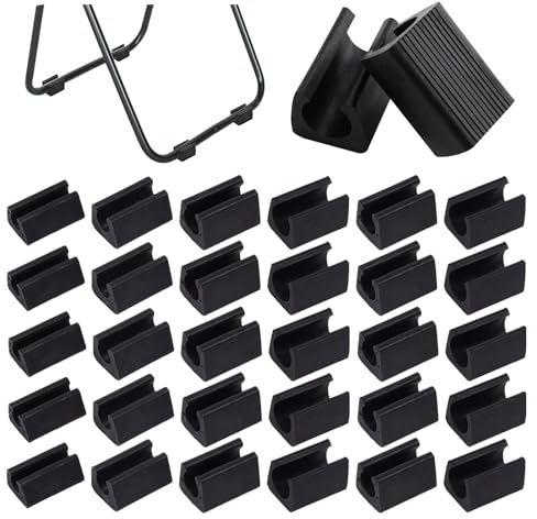 32 Stück Kunststoff Klemmschalengleiter Stuhlgleiter, Stuhlbeinkappen, U-förmige Rohrhülse, Bodenschoner, Kunststoff, für Fußabdeckungen auf den meisten Möbeln (Black,12mm)